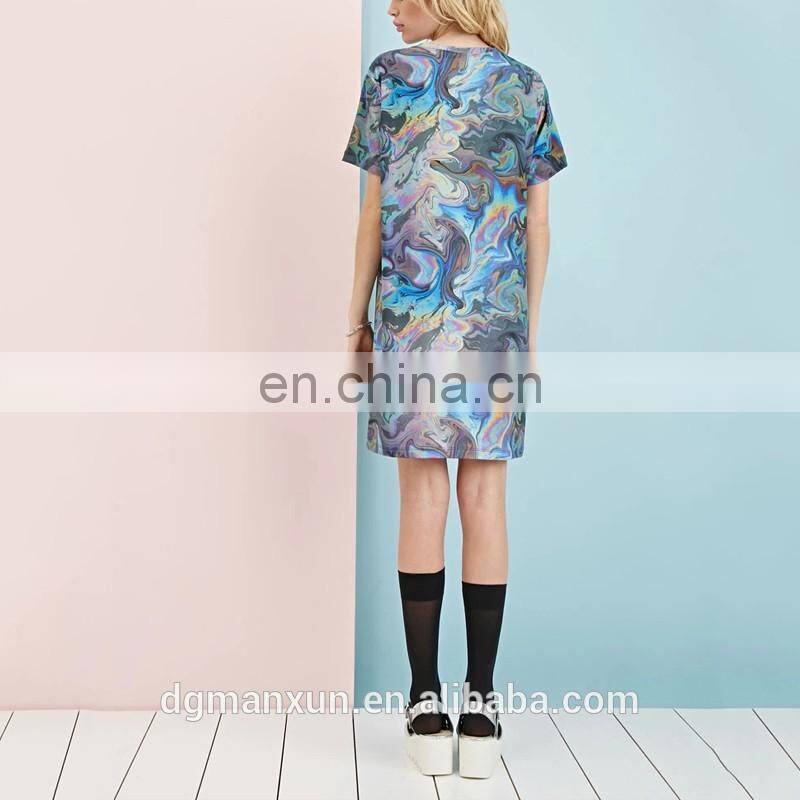 High End Short Sleevees Long Tops Beautiful Color Women Short Dress 2016