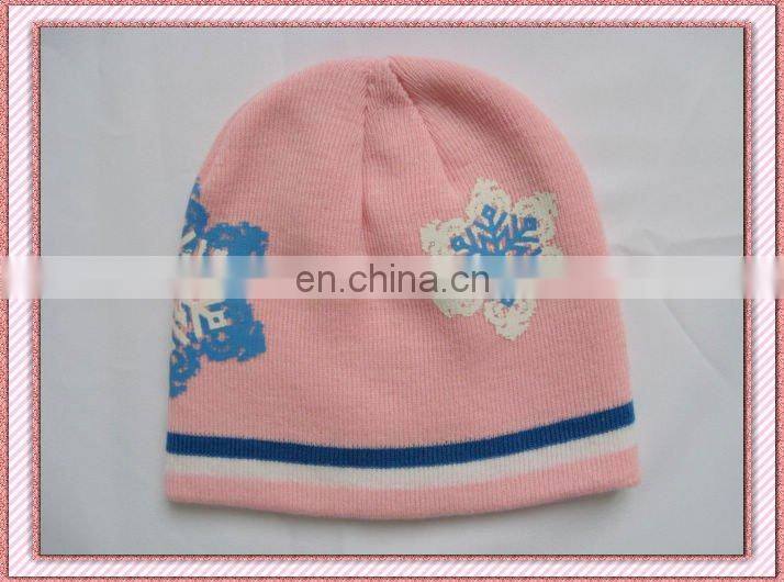 Acrylic knitted beanie with silk-screen printing/knitted hat/winter hat