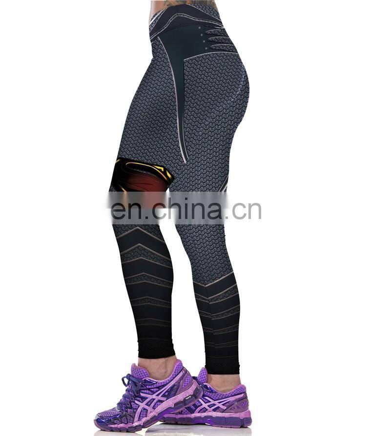 Women Dylan Superman's Symbol Printing Digital Printing Sexy Tight Breathable Sports Trousers