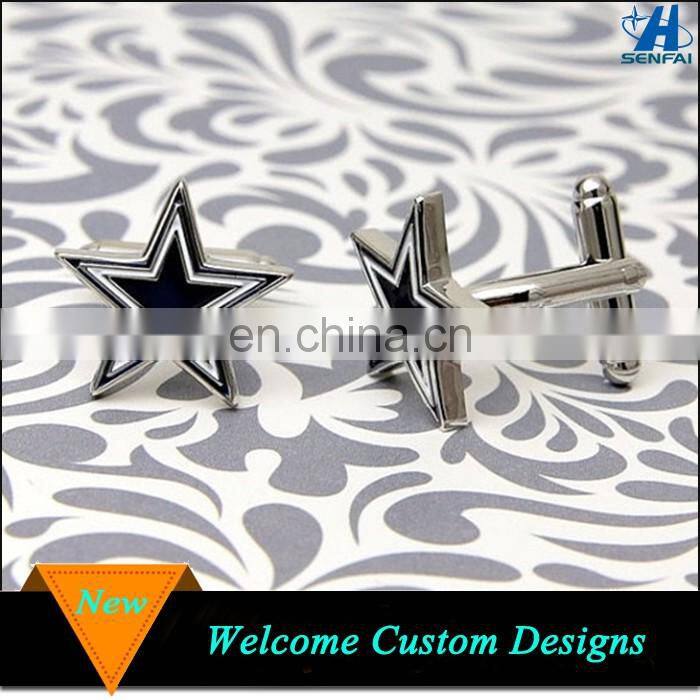 Jewelry manufacturer cheap custom enamel star shape sports cufflink for men
