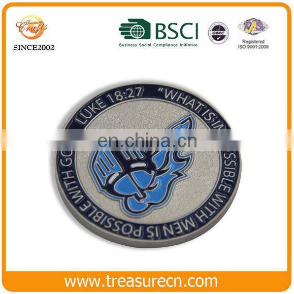 New design customized metal round challenge coin printed tin tokens coin