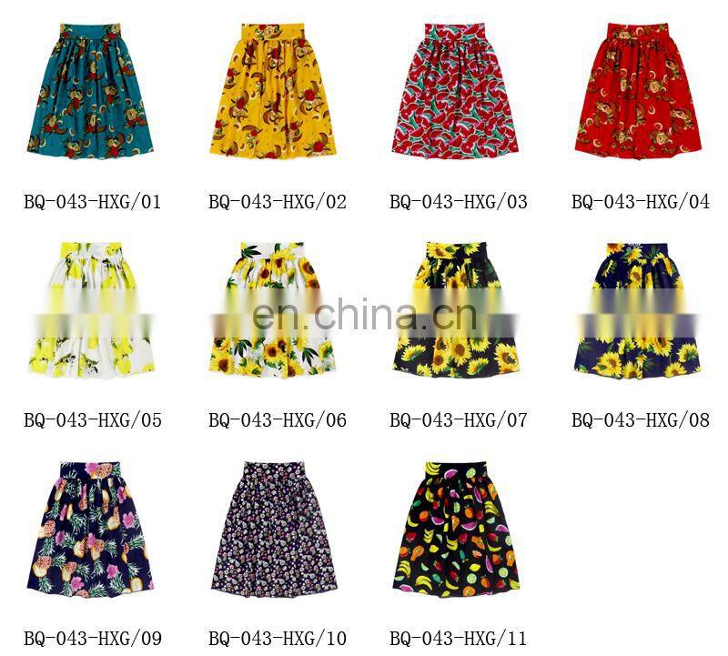 Custom baby girls petal skirts colorful prints fabric children girl maxi skirt