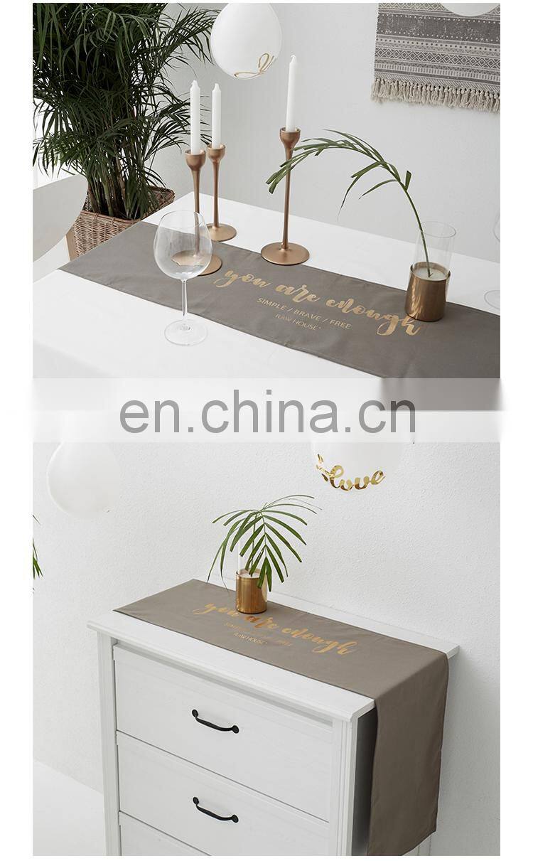 RAWHOUSE design rectangle cotton withe gray canvas dining table runner