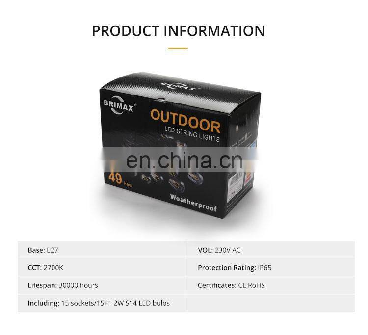 48 ft S14 LED Light String Wedding Party Decorations Outdoor String Light