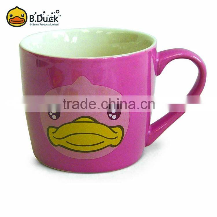 Wholesale cute duck animal design enamel porcelain ceramic material coffee mug