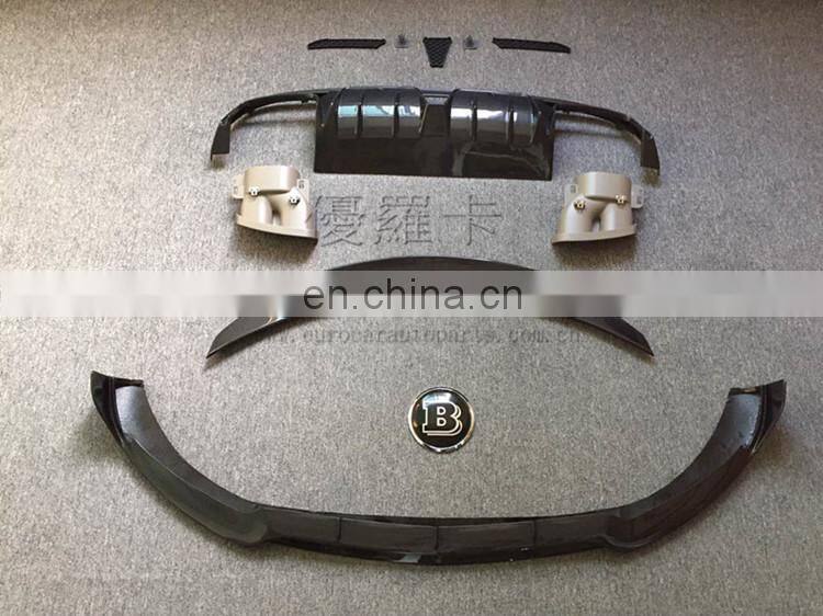 C63 w205 brabas carbon finber parts full set with carbon finber front lip diffuser and muffler tips and carbon rear wing