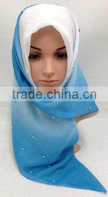 S872 newest voile hijab 100*100cm pearl muslim square scarf head