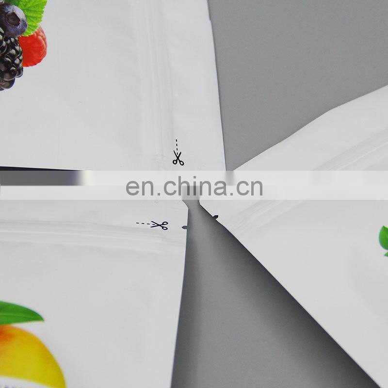 Custom printed White matte spice powder dried food package mylar bags with stand up resealable bags ziplock bag food