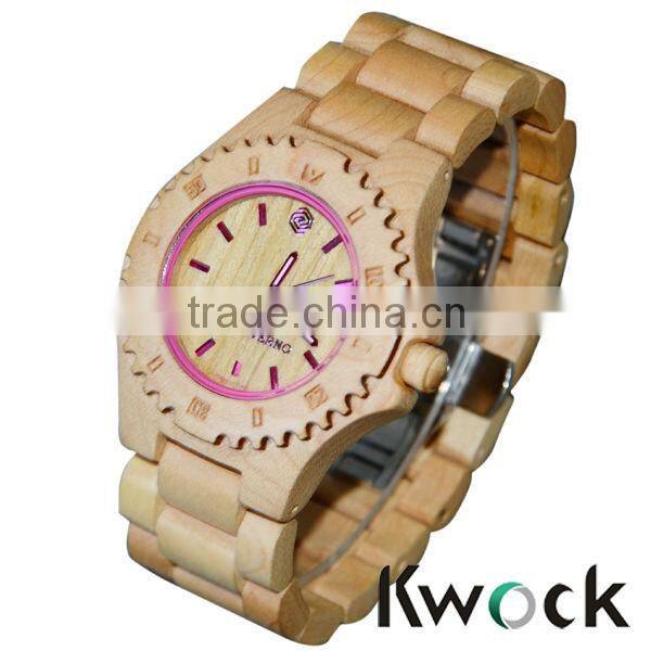 New Korea Fashion Vogue Colors Painting Wooden Wrist Watches with wooden box factory price Wooden Watch