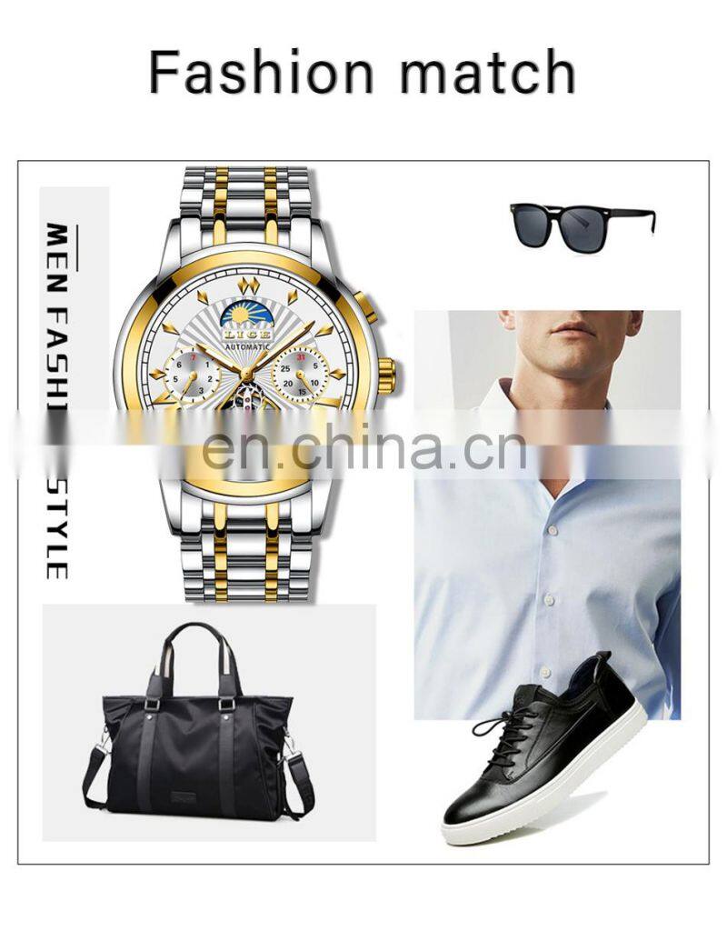Lige 9968 Reloj Mescanico Automatic Mechanical Watch Waterproof Luxury Tourbillon Men Wristwatches