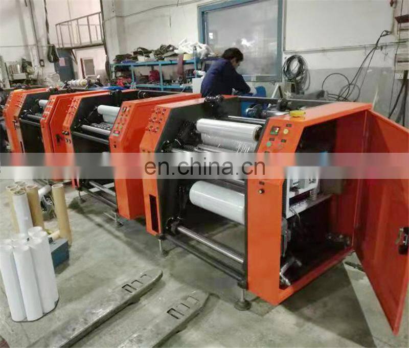 UTFQ500S semi automatic pallet plastic pe stretching wrapping film cutter Rrewinder machine price