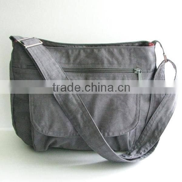 2015 New Gray Water Resistant Nylon Messenger Bag Crinkle Nylon Shoulder Bag