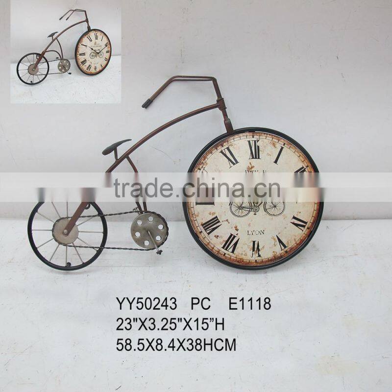 bicycle shape metal clock for wall decoration, wholesale cheap clock, wall mounted clock