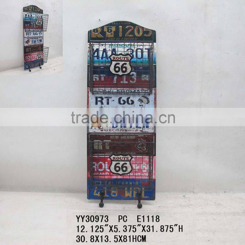 vintage magazine metal wall shelf, three tiers metal shelf