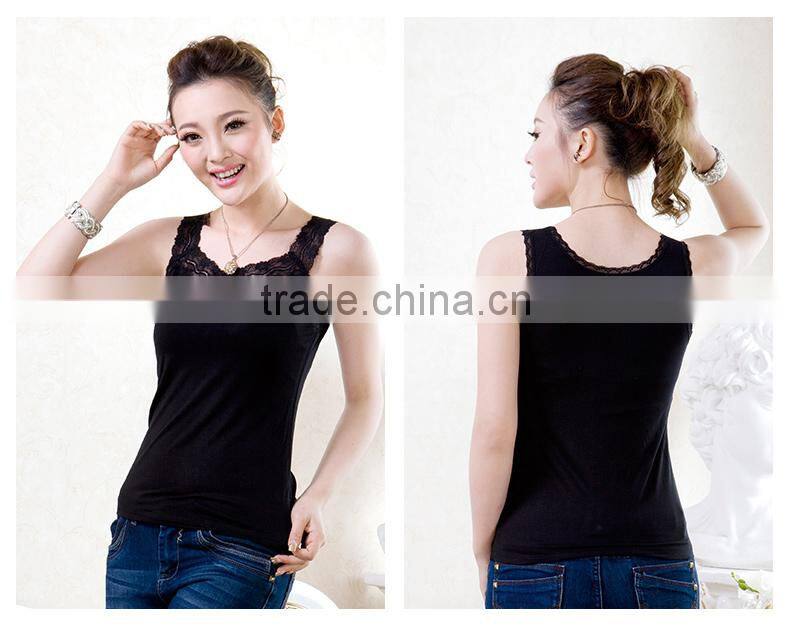 2015 New Style Girls Sexy Tank Top with lace Summer Vest Bulk Buy From China