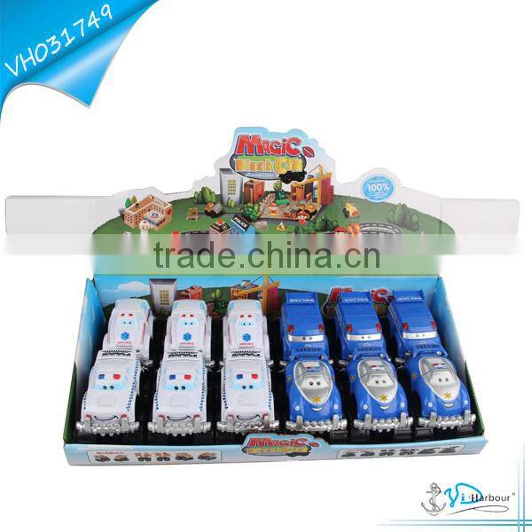 ABS Building Blocks Baby Police Cartoon Free Wheel Car