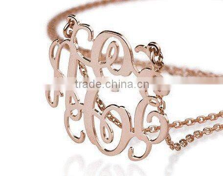 2016 Fashionable 925 Sterling Silver Necklace Gold Plated Personalized Initial Name alphabet necklaces