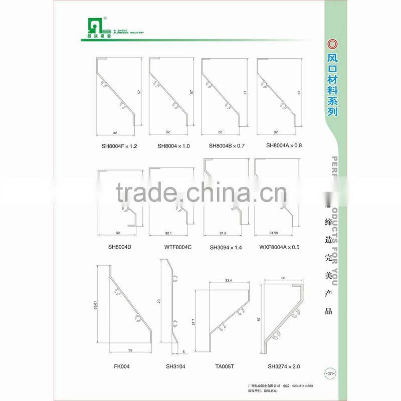 Aluminum extrusion profile for air grille
