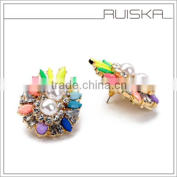 Gold Plating Colored Acrylic Stones Shourouk Earrings