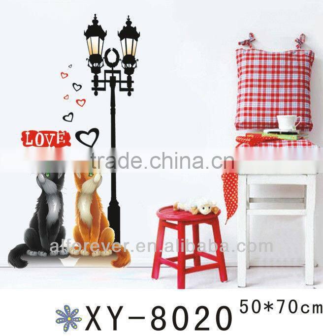 Lvoe cats under light wall art stickers,PVC wall sticker