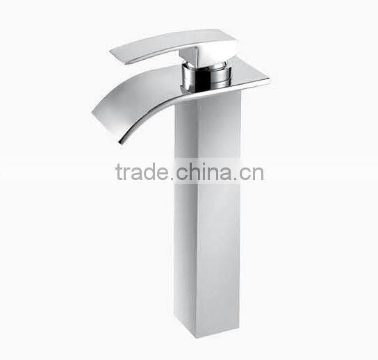 Tall Bathroom Basin Mixer Tap Chromed Polished Waterfall Sink Faucet