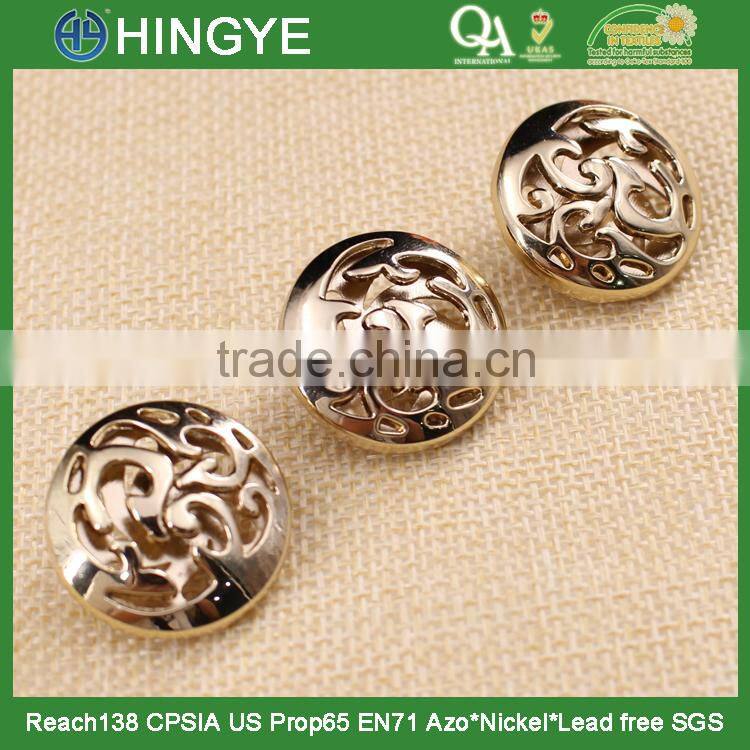 wholesale light gold shank zinc alloy button for coat 15754