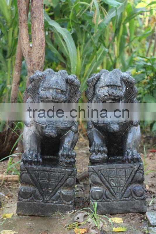 Chinese Antique White Marble Garden Stone Lion