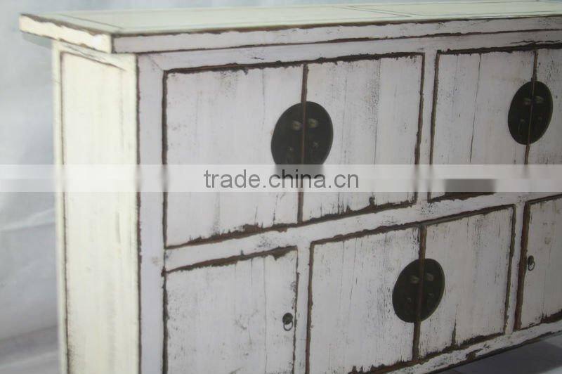 white distressed antique sideboard cabinet