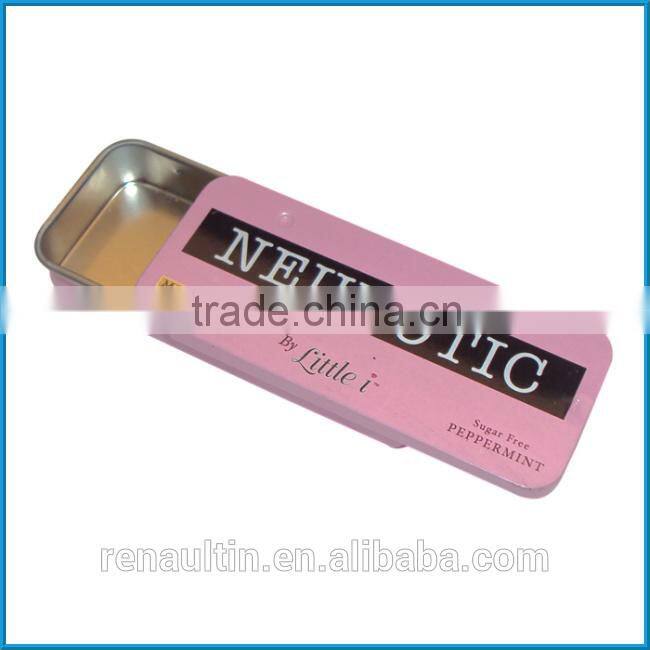 Sliding lid mint tin, mint tin box