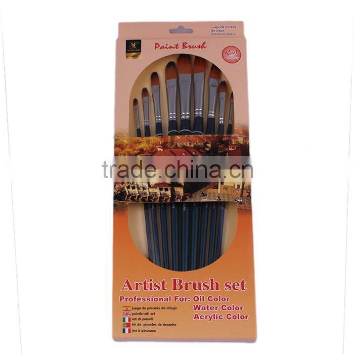 High Grade Wood Handle Filbert Bristle Artist Paint Brush Set Handle
