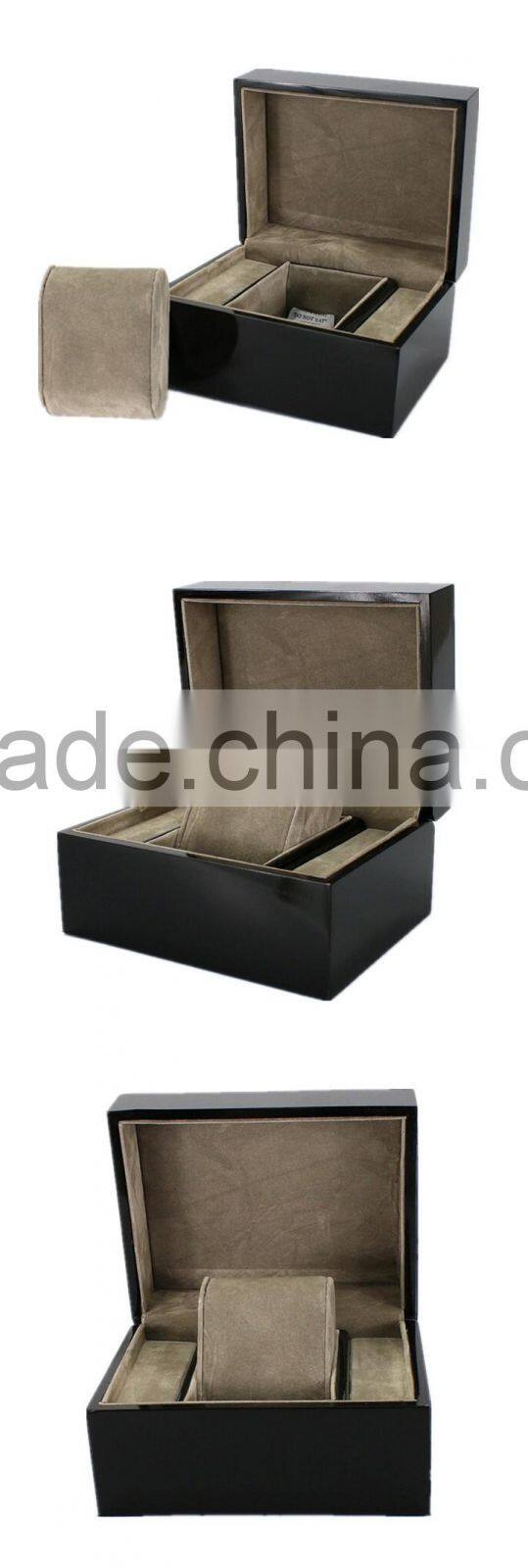 Custom Black Lacquered Finished Wood Watch Gift Box