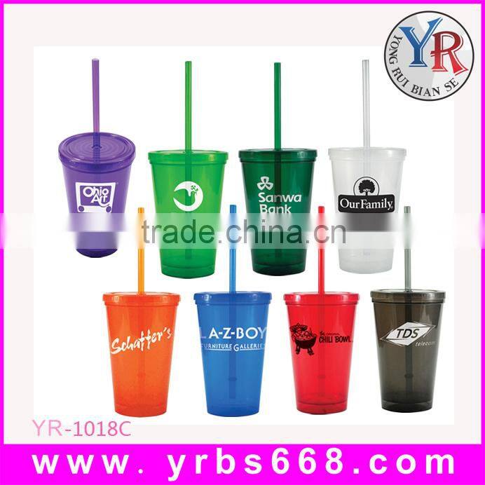 20oz Promotional insulated Plastic tumbler with straw and lid