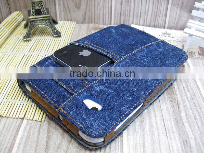 Denim Folio Case Stand Magnetic Auto Sleep Wake for Samsung Galaxy Tab 2 P3100 P3110 7.0 INCH