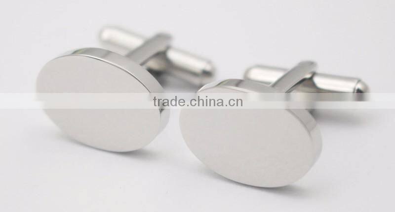 Personalized Your Logo Sliver Oval Blank Cuff Links