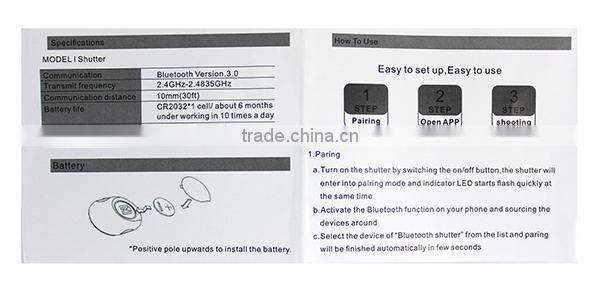 Remote shutter for mobile phone hot new products for 2015 bluetooth remote control self-timer