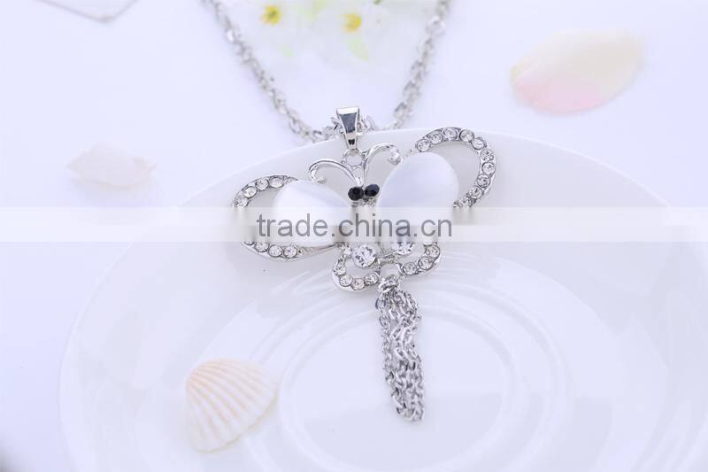 Women costume butterfly with tassels necklace jewelry 2015 top fashion jewelry female beautiful crystal necklace