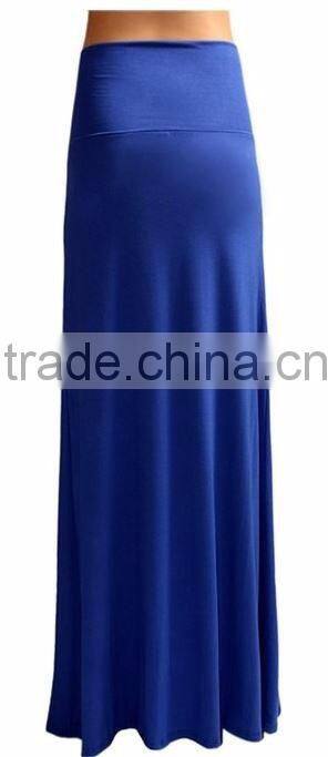 Women solid color rayon long maxi skirt for women