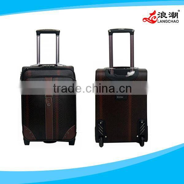 China Factory Brown Color Two Wheel Carry on Luggage Bag with Duffel Bag