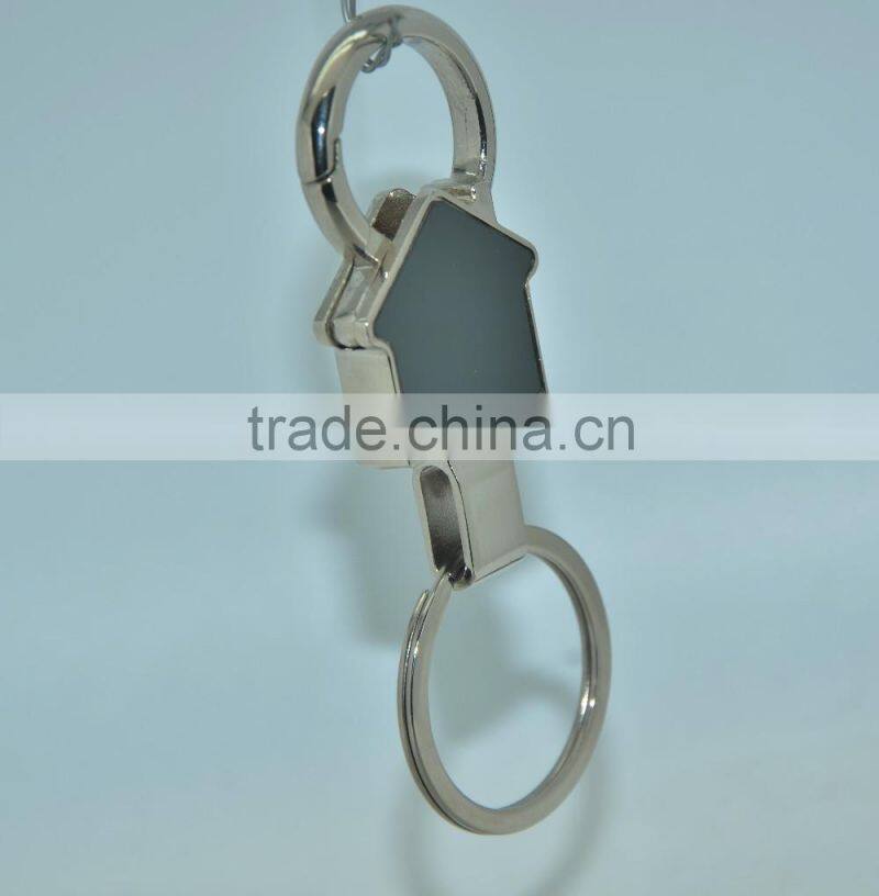 Custom house shape design metal PU keyring keychain for promotion gift