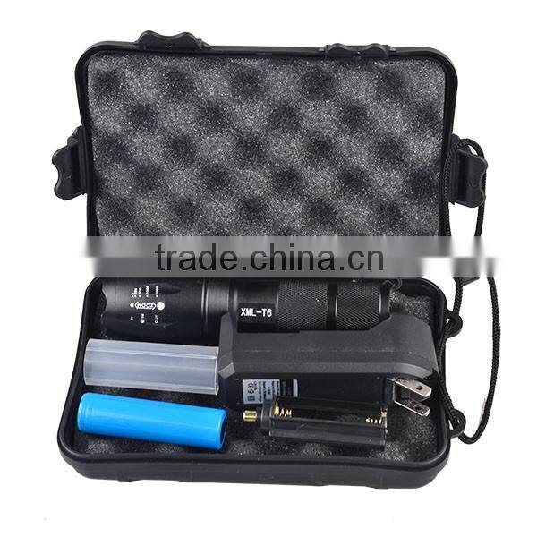 2000 Lumen Handheld Flashlight LED XML T6 Water Resistant Camping Torch Adjustable Focus Zoom Tactical Flashlight