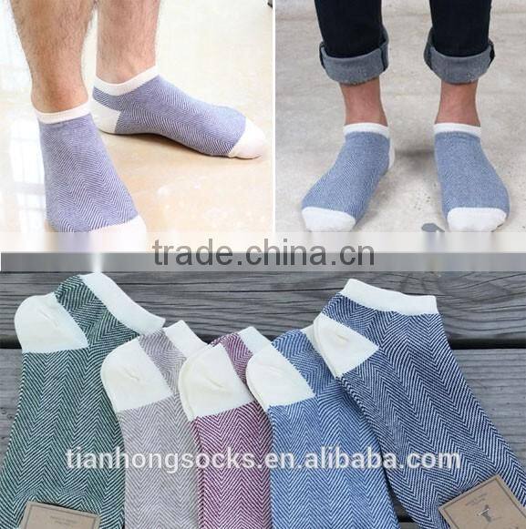 Thin cotton hosiery for absorbent invisible wave striped leisure men boat socks