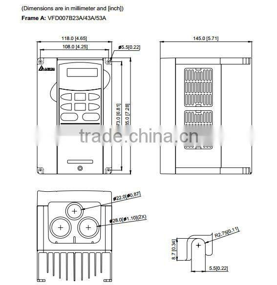 DELTA AC inverter VFD007B43A, 380V 0.75KW 3PH