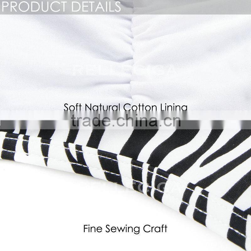 2016 RELLECIGA Zebra Print Push-up Triangle Top Swimwear with Adjustable Halter Strap & Brazilian Cut Scr