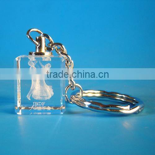 Engraved Transparent Custom Logo 3D Crystal Ball Keychain For Company Employees Christmas Gift