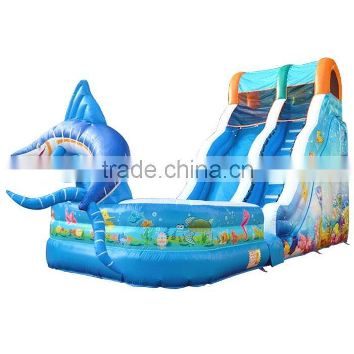 big fish attack outdoor sports equipment air trampoline prices, adult and baby inflatable used water slide for sale