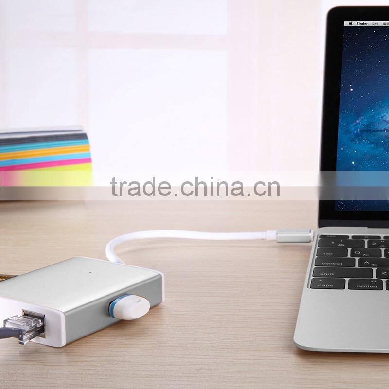 3.0 USB&RJ45 100M&Type C Female Charging Port USB C HUB