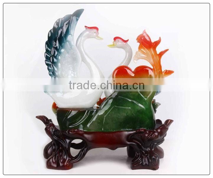 resin statue , lovey decoration with Luckly Swan , Love swan