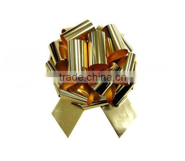 HOT SALE ! New Design Red / Green Metallic Poly Ribbon Decorative Pom Pom Pull Bow