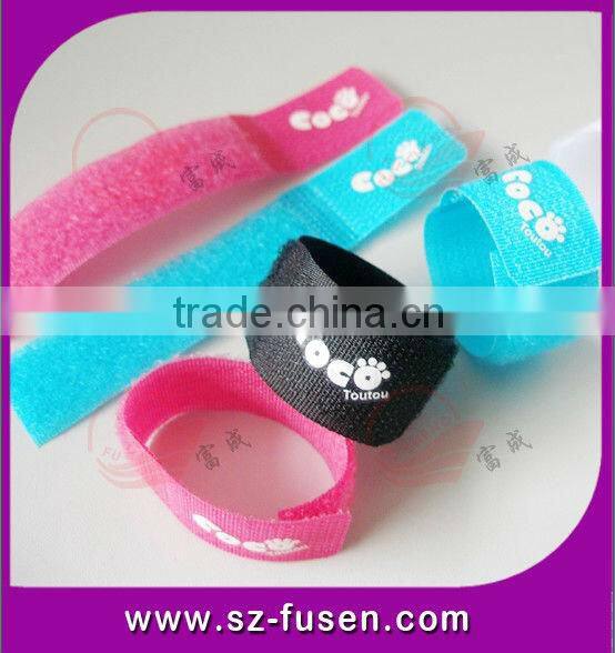hot sale magic tape cable tie colorful hook and loop battery ties with logo print