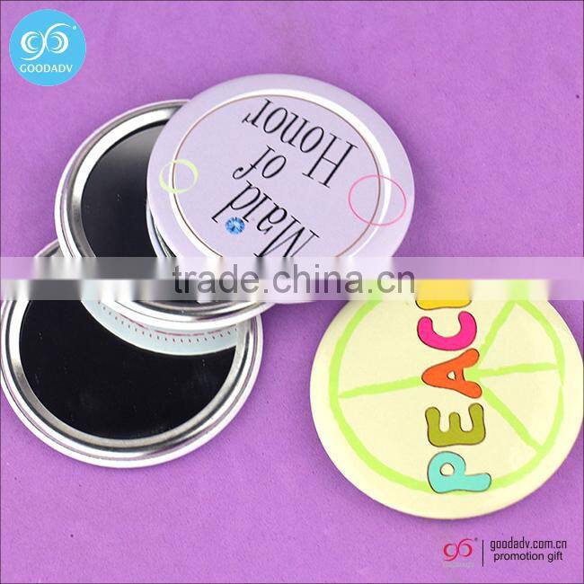 Fashion High Quality mirror tin button/round makeup mirror